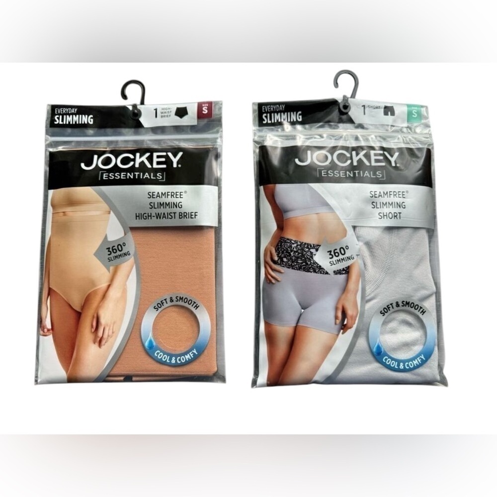 JOCKEY ESSENTIALS NWT women’s nude & gray seam free slimming shorts and high wai